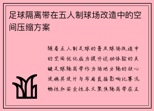足球隔离带在五人制球场改造中的空间压缩方案
